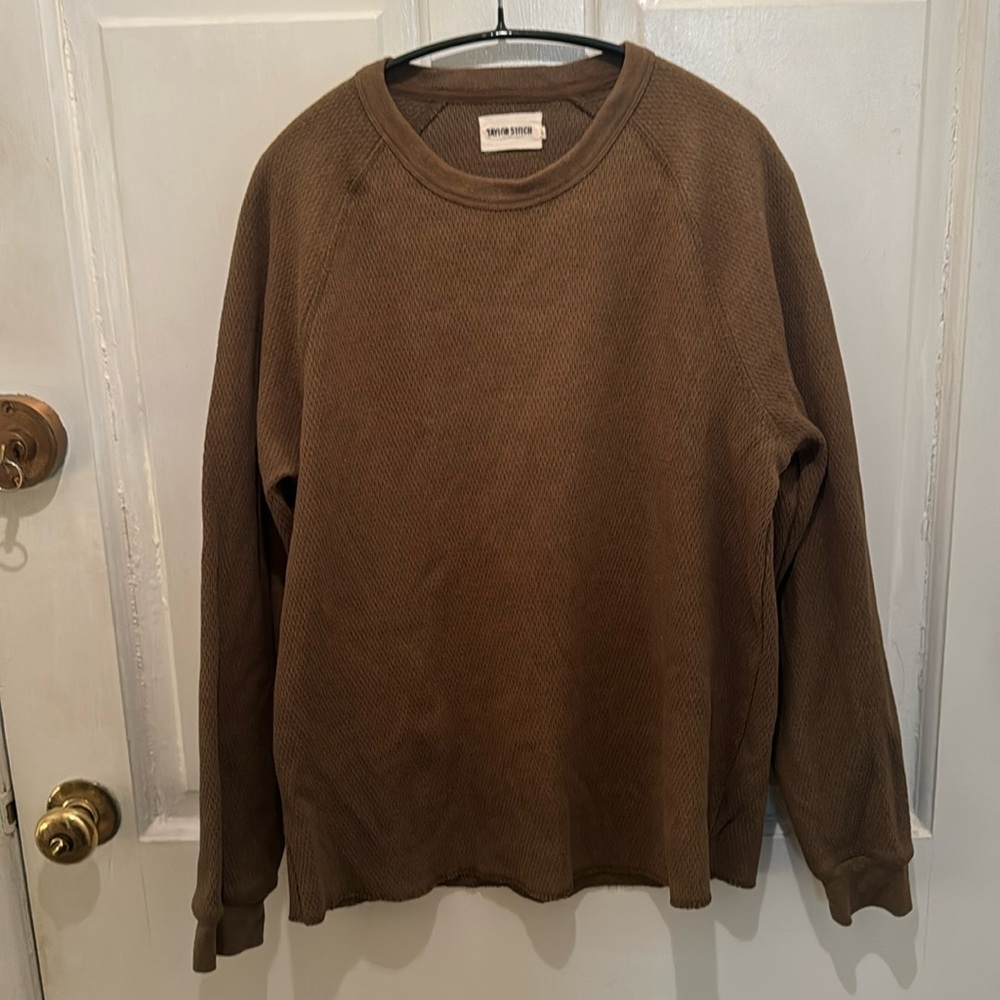 Taylor Stitch heavy bag waffle long sleeve. Army green. medium /40